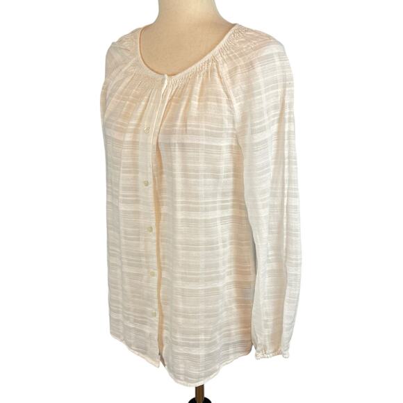 J. McLaughlin Button Front Peasant Blouse Top Long Sleeve White Women's Small - Picture 3 of 6